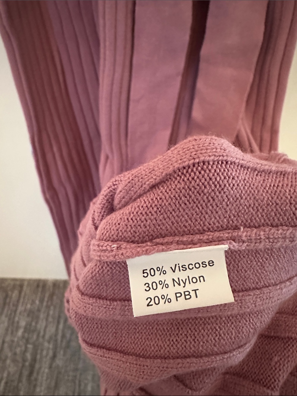 LIKE NEW Dusty Pink Ribbed Sweater Dress Midi With Belt Long Sleeves - Picture 4 of 5